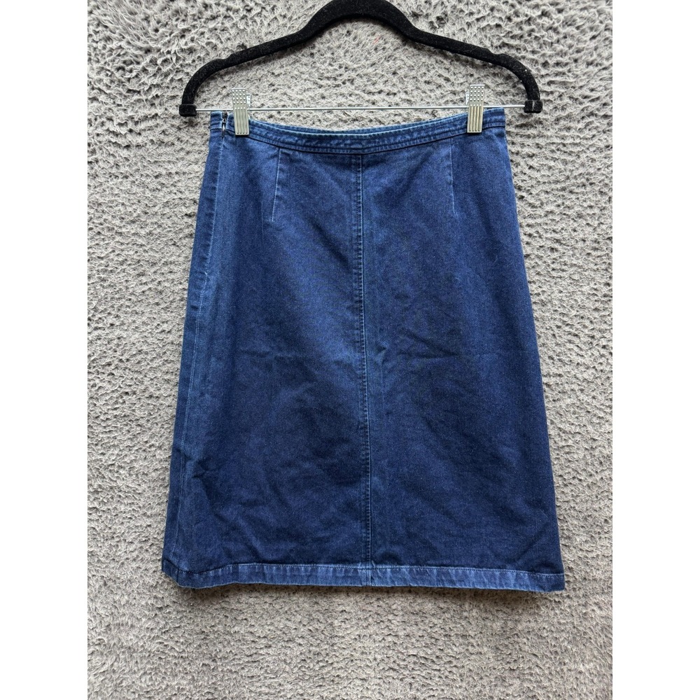 Agnes B. Paris Pleated Denim A-line Mini Skirt Dark Wash Blue Womens Size‎ 26"